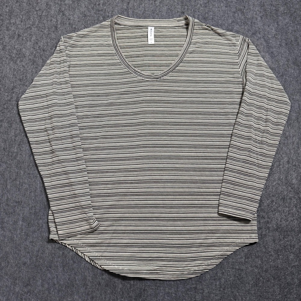 Athleta Cloudlight Stratus Long Sleeve Top Black Cream Curved Hem S 657835-00